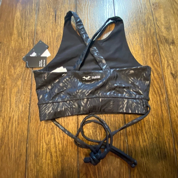 Eleven Venus Williams Black Zebra Tie Sports Bra Size Medium NWT B14 - Picture 2 of 4